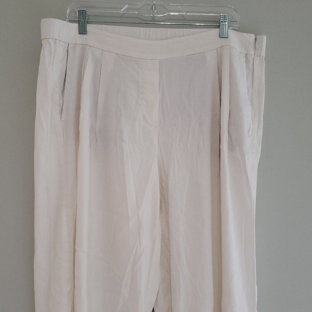 J. Jill Love Linen Wide Leg Pants XL Cream Ivory Pockets Lagenlook Coastal Beach - Picture 2 of 16